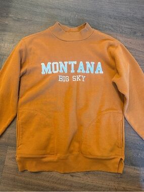 “Montana Big Sky” Crewneck Sweater - Rust Orange
